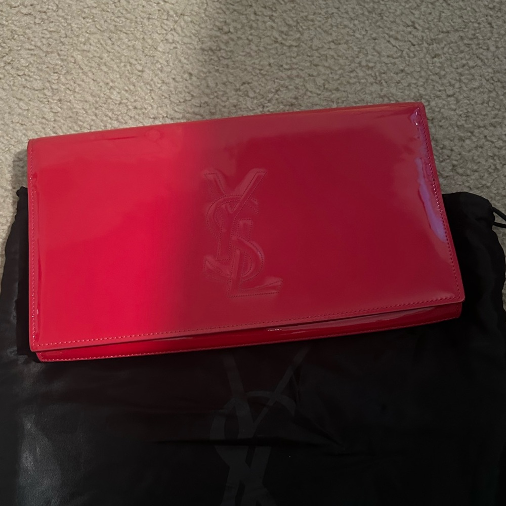 YSL Red Patent Leather Clutch